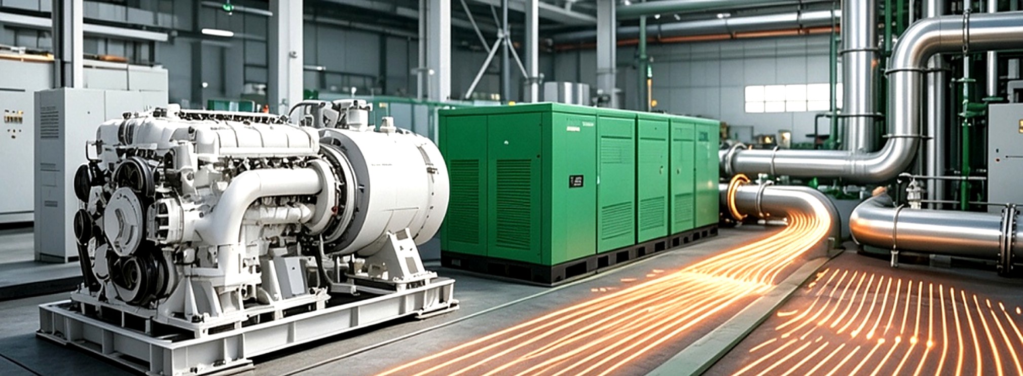 EME hydrogen engine genset in production hall