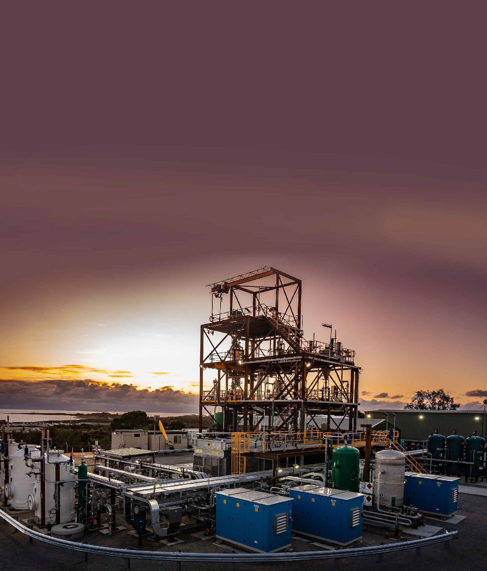 By-product hydrogen plant at dusk